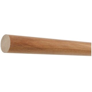 Eiche Holz Handlauf lackiert Ø 42 mm mit Holzenden ohne Handlaufhalter, Länge 70 cm und gekappt (sägerau)