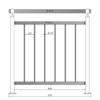 Geländer Edelstahl senkrechte Streben