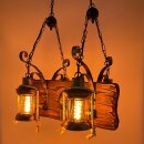 Pendelleuchte Holz Vintage Modell Brett Hoch 4 Lichter