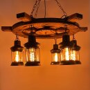 Pendelleuchte Holz Vintage Modell Ruder 6 Lichter