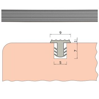 Trittstopp Farbe Silber metallic (MINI) Anti-Rutsch-Profil Treppenstufen Gleitschutz und Rutschgummi