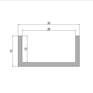 Aluminium U-Profil (120cm bis 260cm) 15x 30x 15x 2mm Länge 1,20m..120cm