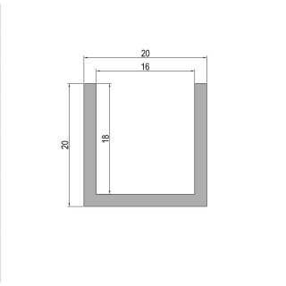 Aluminium U-Profil (120cm bis 260cm) 20x 20x 20x 2mm Länge 1,80m..180cm