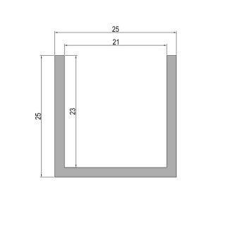 Aluminium U-Profil (120cm bis 260cm) 25x 25x 25x 2mm Länge 1,90m..190cm