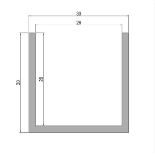 Aluminium U-Profil (120cm bis 260cm) 30x 30x 30x 2mm Länge 1,80m..180cm