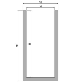 Aluminium U-Profil (120cm bis 260cm) 40x 20x 40x 2mm Länge 2,00m..200cm