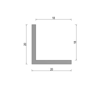 TIBU Aluminium L-Profil gleichschenklig Winkelprofil Aluwinkel am Stück 20 x20 x 2 mm 2600 mm