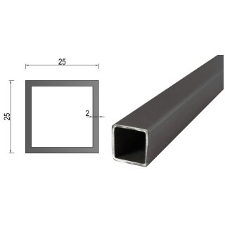 Quadrat- Rechteckrohr V2A Edelstahl in verschiedenen Querschnitten und Längen bis 6m am Stück Variante: Rechteck- Quadratprofil: 25 x 25 x 2 mm Länge: 100 mm