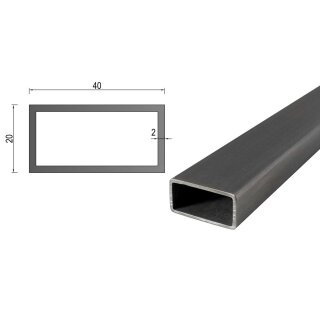 Quadrat- Rechteckrohr V2A Edelstahl in verschiedenen Querschnitten und Längen bis 6m am Stück Variante: Rechteck- Quadratprofil: 40 x 20 x 2 mm Länge: 300 mm