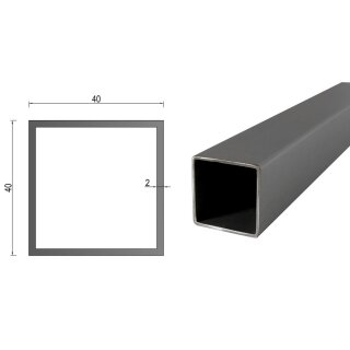 Quadrat- Rechteckrohr V2A Edelstahl in verschiedenen Querschnitten und Längen bis 6m am Stück Variante: Rechteck- Quadratprofil: 40 x 40 x 2 mm Länge: 100 mm