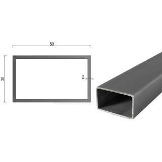 Quadrat- Rechteckrohr V2A Edelstahl in verschiedenen Querschnitten und Längen bis 6m am Stück Variante: Rechteck- Quadratprofil: 50 x 30 x 2 mm Länge: 4000 mm