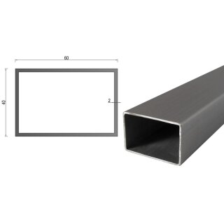 Quadrat- Rechteckrohr V2A Edelstahl in verschiedenen Querschnitten und Längen bis 6m am Stück Variante: Rechteck- Quadratprofil: 60 x 40 x 2 mm Länge: 1300 mm