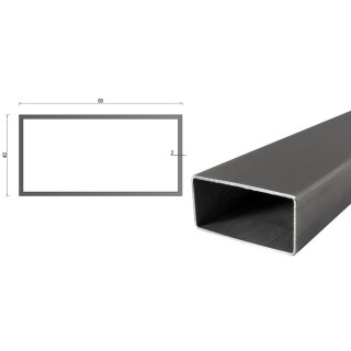 Quadrat- Rechteckrohr V2A Edelstahl in verschiedenen Querschnitten und Längen bis 6m am Stück Variante: Rechteck- Quadratprofil: 80 x 40 x 2 mm Länge: 3200 mm