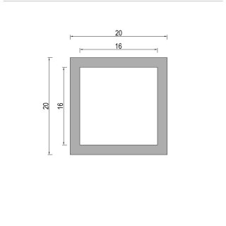 Aluminium Rechteck Quadrat Profil Alu Kastenprofil Vierkantprofil Rohr Aluprofil Quadratprofil 20x20x2 mm ..... eloxierbar lötbar 160cm ........................ (1600mm 1,6m 1,60m)