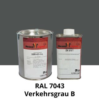 Farblack Hesse Lignal 2K DBM 423 - RAL 7043 Verkehrsgrau B 1 Liter