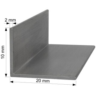 Aluminium L-Profil 20x10 x 2 mm Winkel Winkelprofil Stange Alu Aluminiumprofil Länge: 400mm / 40cm / 0,4m