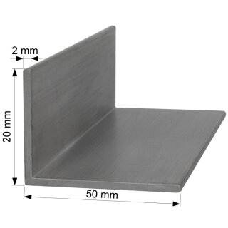 Aluminium L-Profil 50x20 x 2 mm Winkel Winkelprofil Stange Alu Aluminiumprofil Länge: 900mm / 90cm / 0,9m