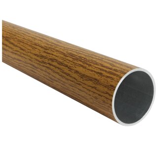 Aluminium Rundrohr Ø 43 x 2 mm Holz - Eiche (hell) Holzdekor Länge: 300 mm / 30 cm / 0,3 m