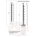 Edelstahl Geländer Bausatz mit Buche Handlauf, Länge 0,6 m mit 2 Pfosten mit 7 Streben