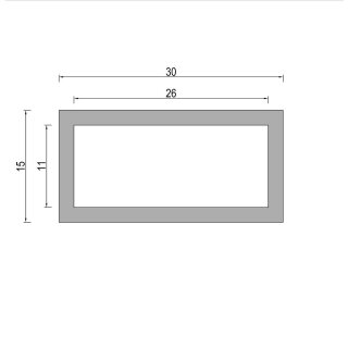 Aluminium Rechteck Quadrat Profil Alu Kastenprofil Vierkantprofil Rohr Aluprofil Rechteckprofil 30x15x2 mm .... Vierkant Kasten Alu 20cm x 2 Stück ............... (200mm 0,2m 0,20m)